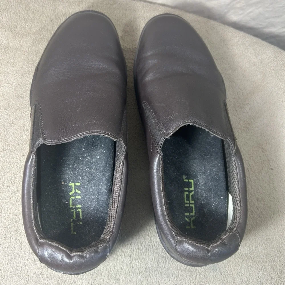 KURU Slip On Shoes Mens 13 Brown Leather Comfort Work Casual Kivi Style